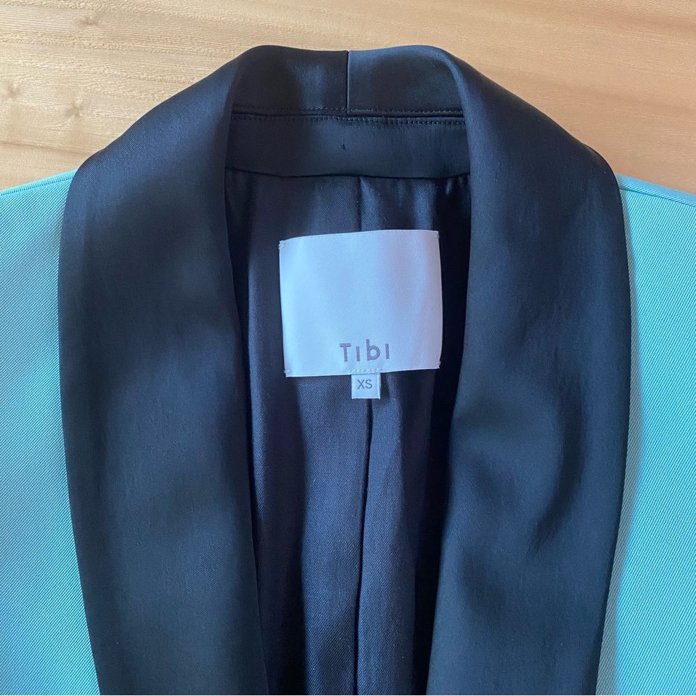EUC Tibi Techy Twill Green Tuxedo Blazer with Black Lapel - Picture 7 of 7